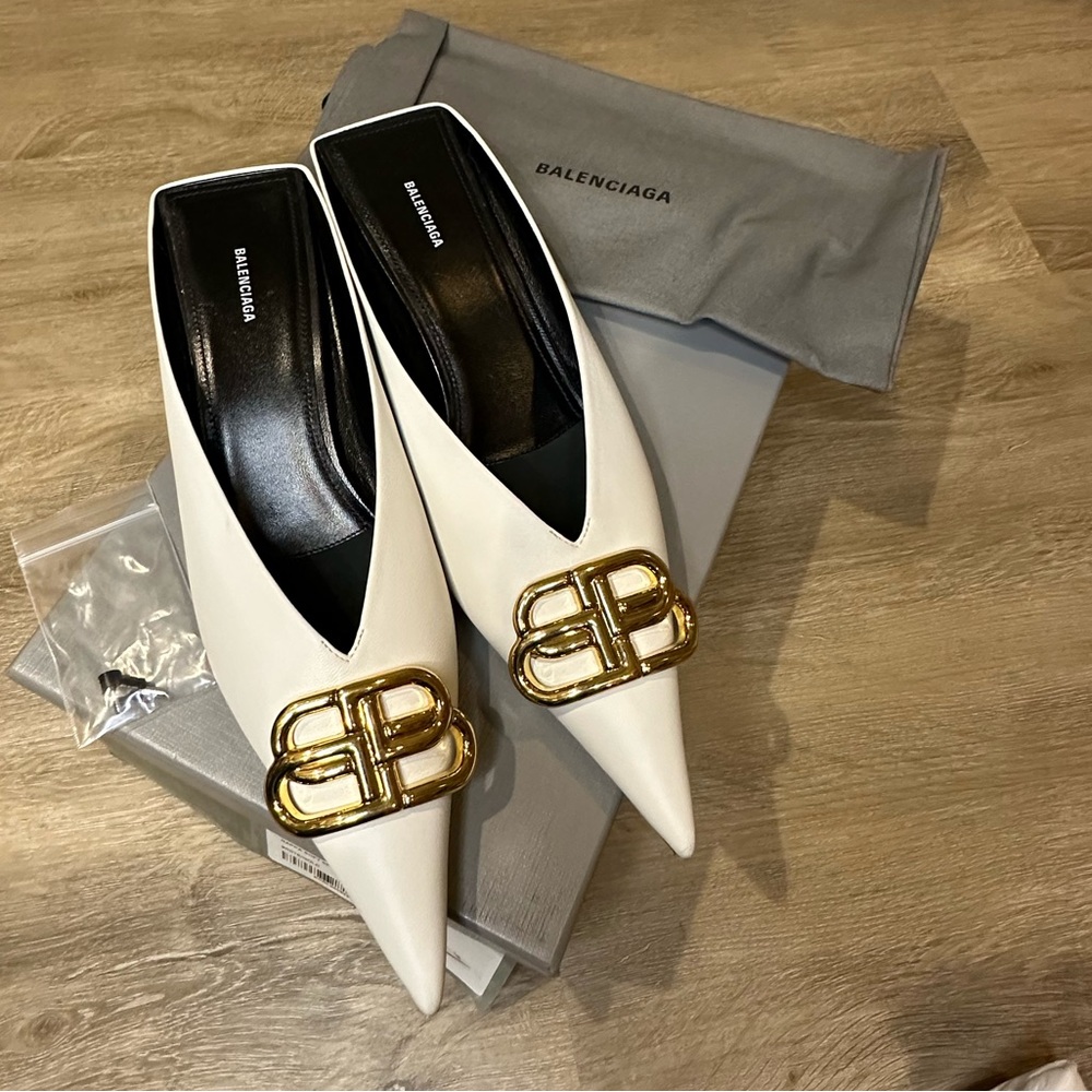 💯%Authentic! Brand New! Balenciaga Knife BB 40mm Mules kitten heel size 37